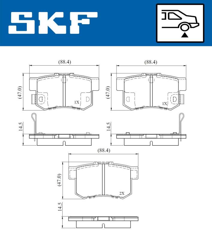 Jeu de 4 plaquettes de frein SKF ref. VKBP 90867 A